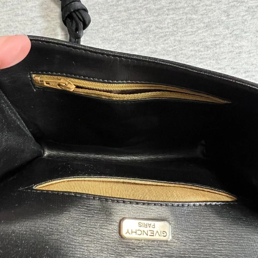 Vintage‎ Givenchy Paris Art Deco Jewel Black Small Evening Bag Clutch Strap Flaw - Picture 6 of 14